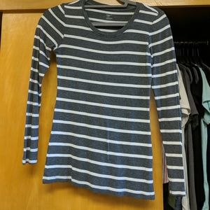 Grey and white striped shirt